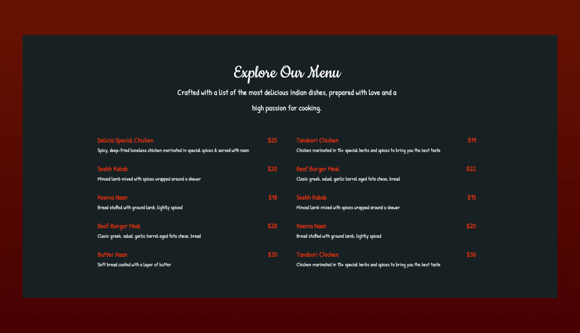 Desilicious Menu List Section Banner