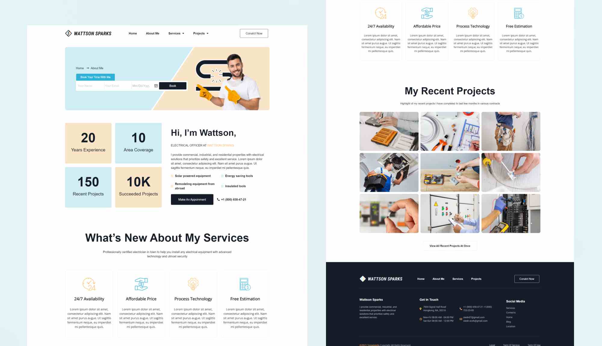 Wattson Sparks About Page By Templately