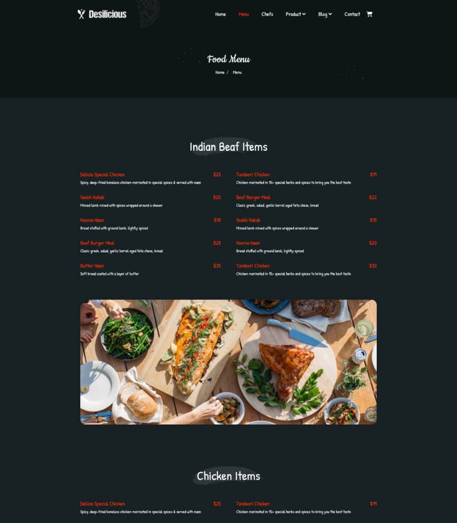 Desilicious Menu Page thumbnail