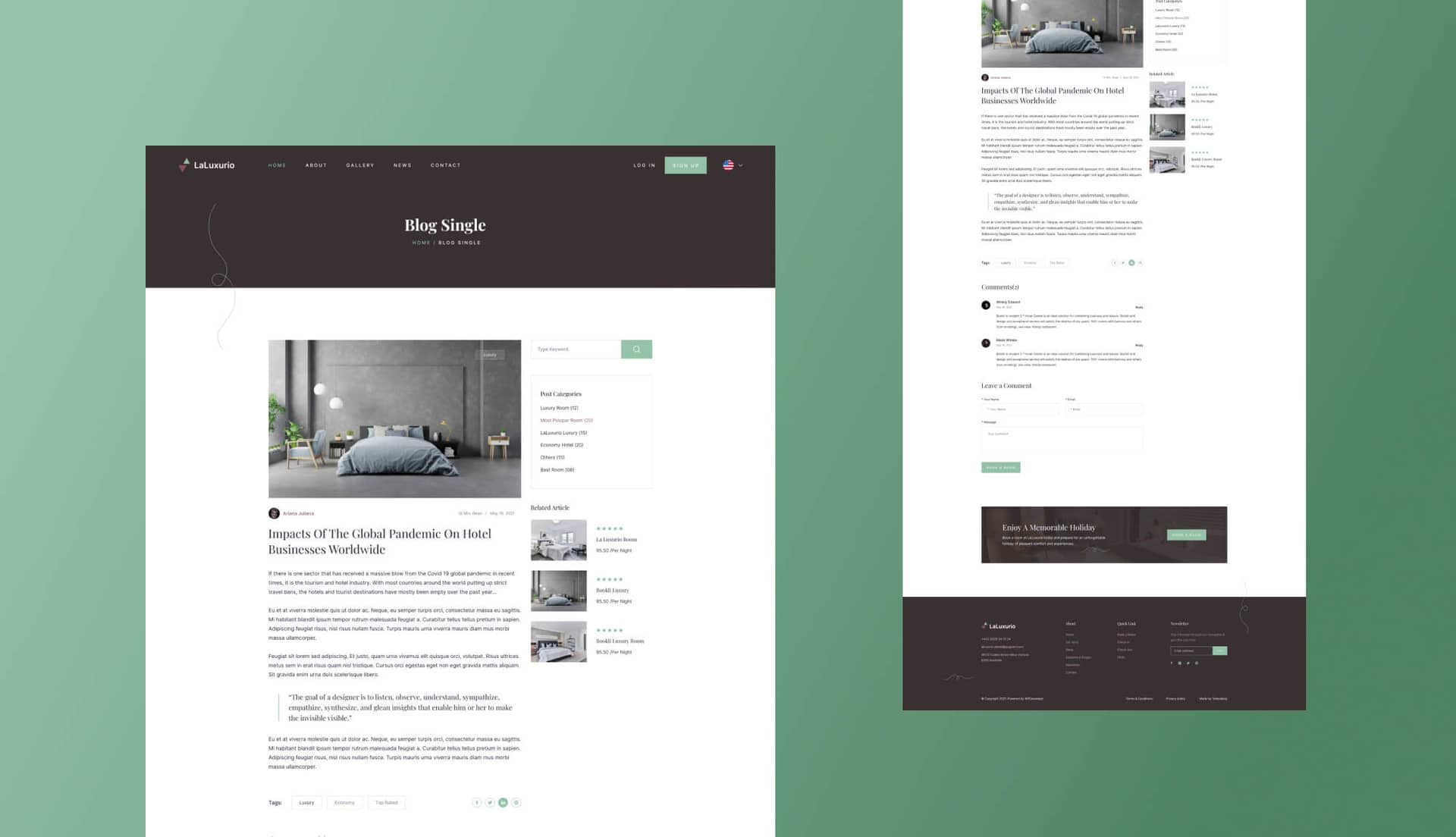 LaLuxurio Single Post Page By Templately