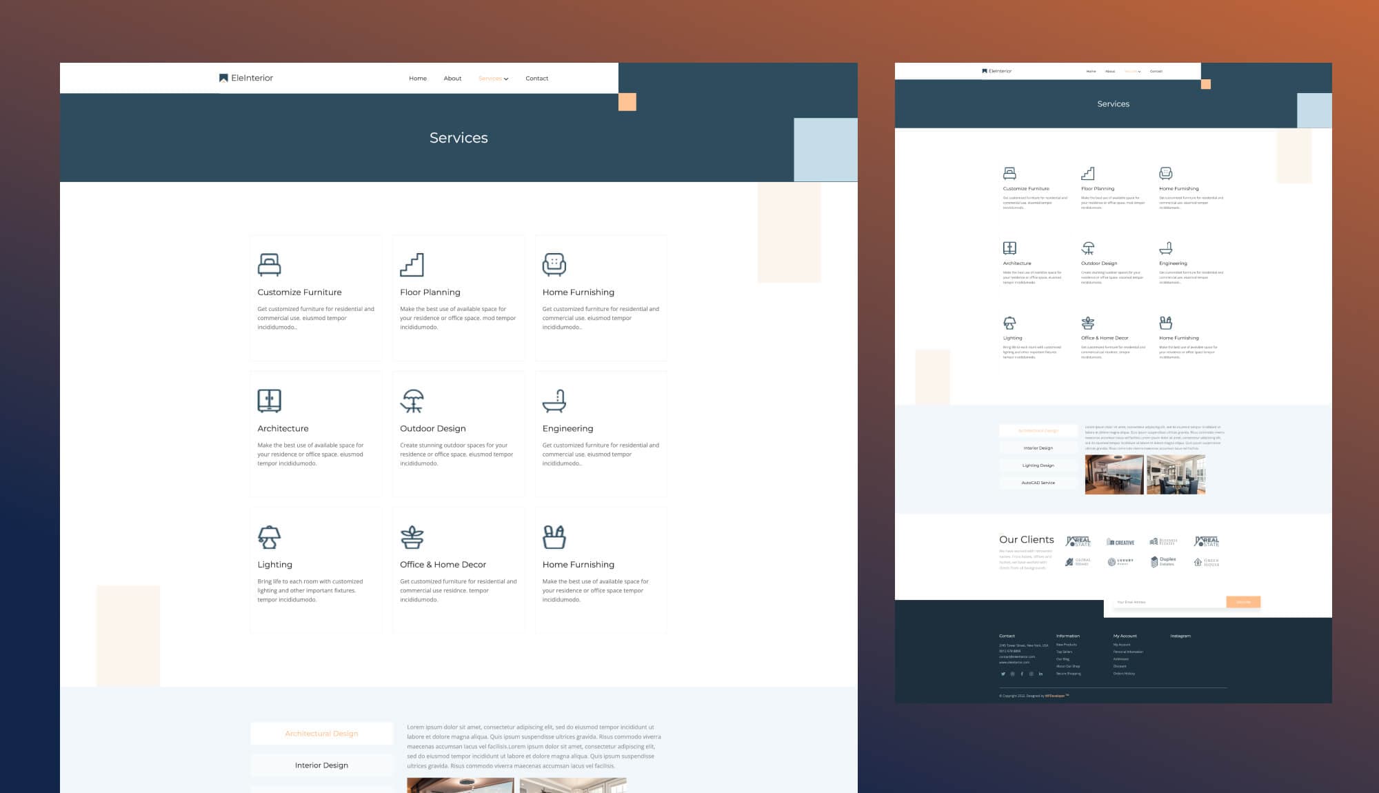 EleInterior Services Page For Gutenberg Banner