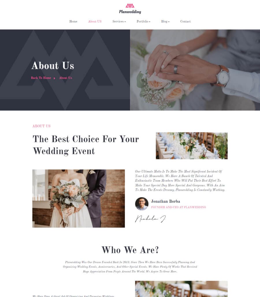 Planwedding About Page thumbnail