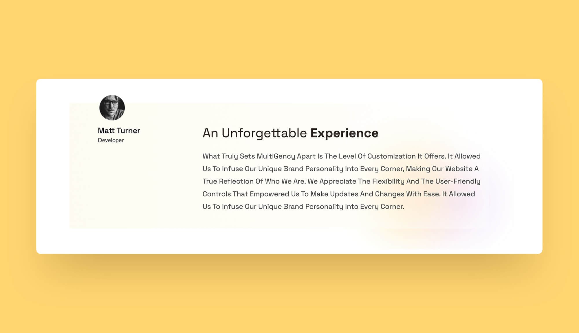 MultiGency Testimonial Section For Gutenberg Banner