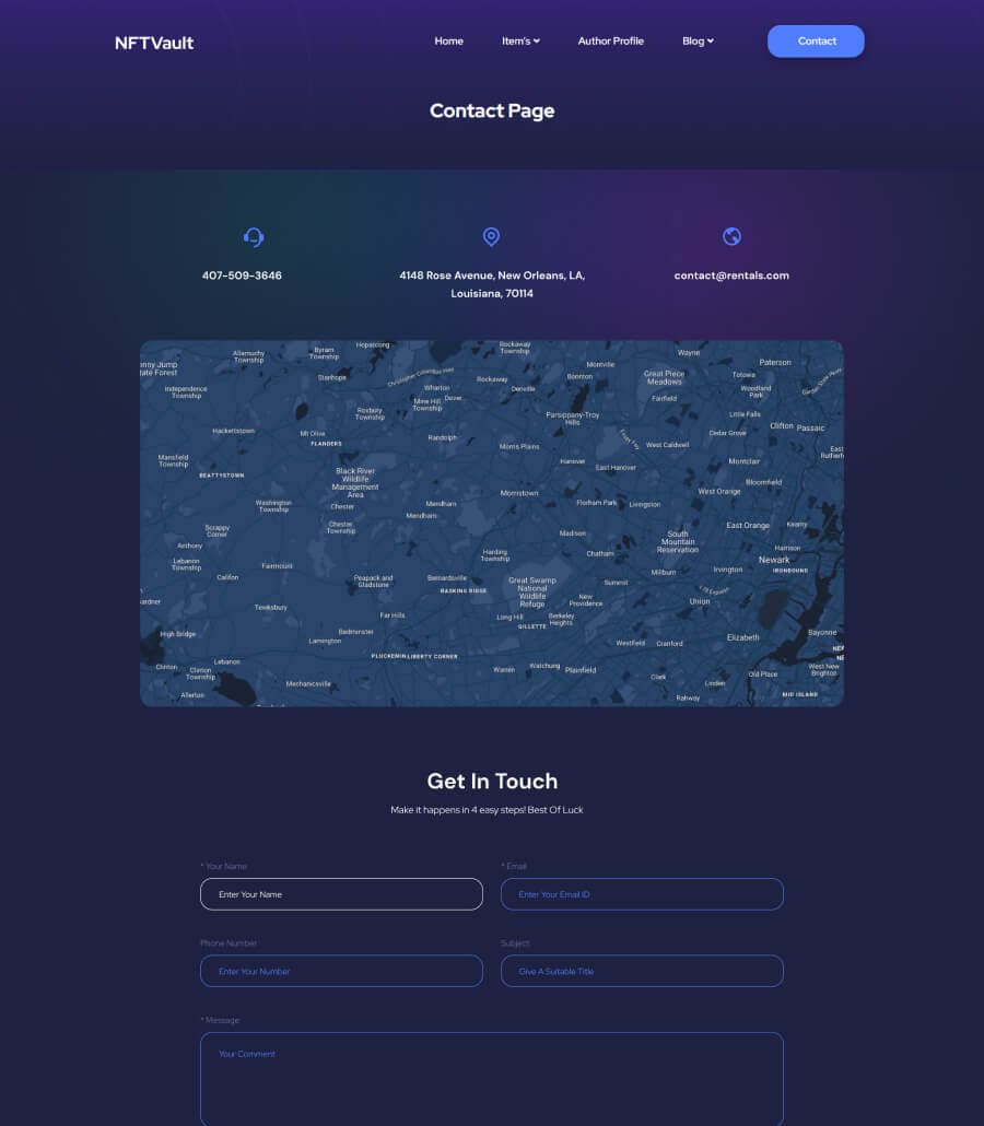 NFTVault Contact Page thumbnail