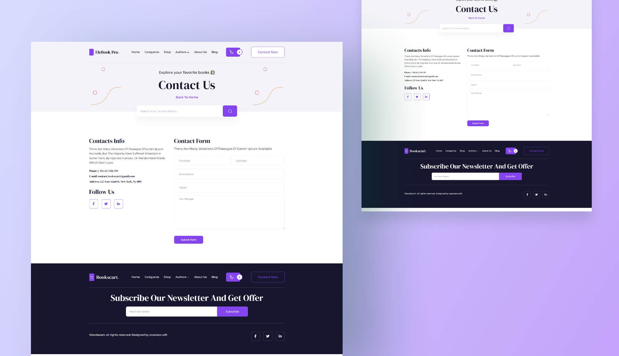 Elebook Contact Us Page For Gutenberg Banner