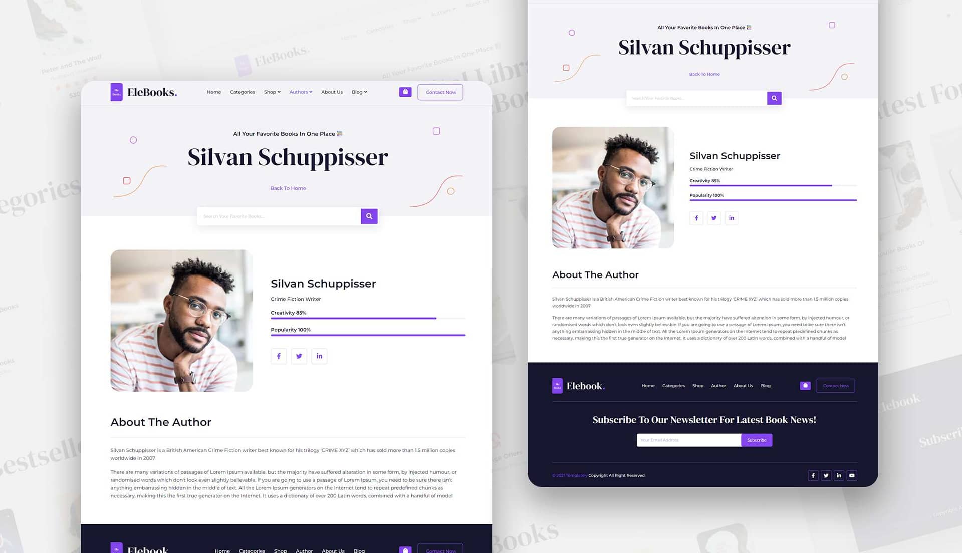 EleBook Author Details Page By Templately