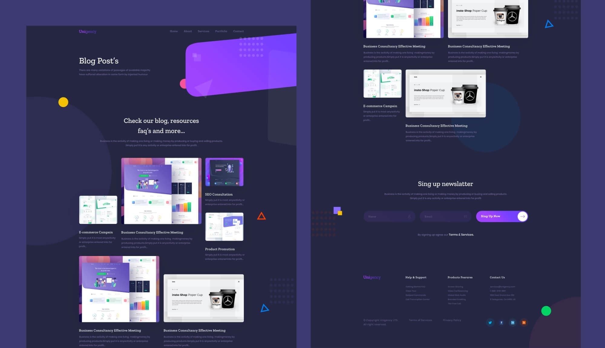Unigency Agency Template Blog Dark Banner