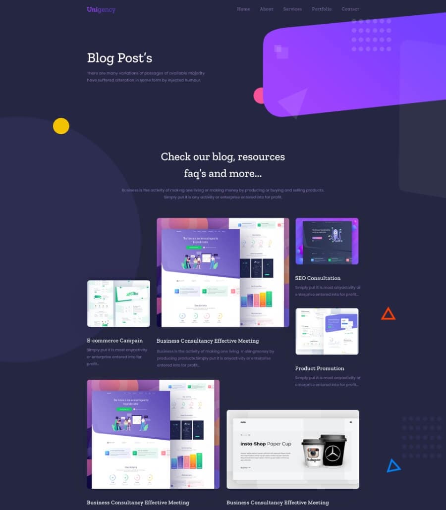 Unigency Agency Template Blog Dark thumbnail