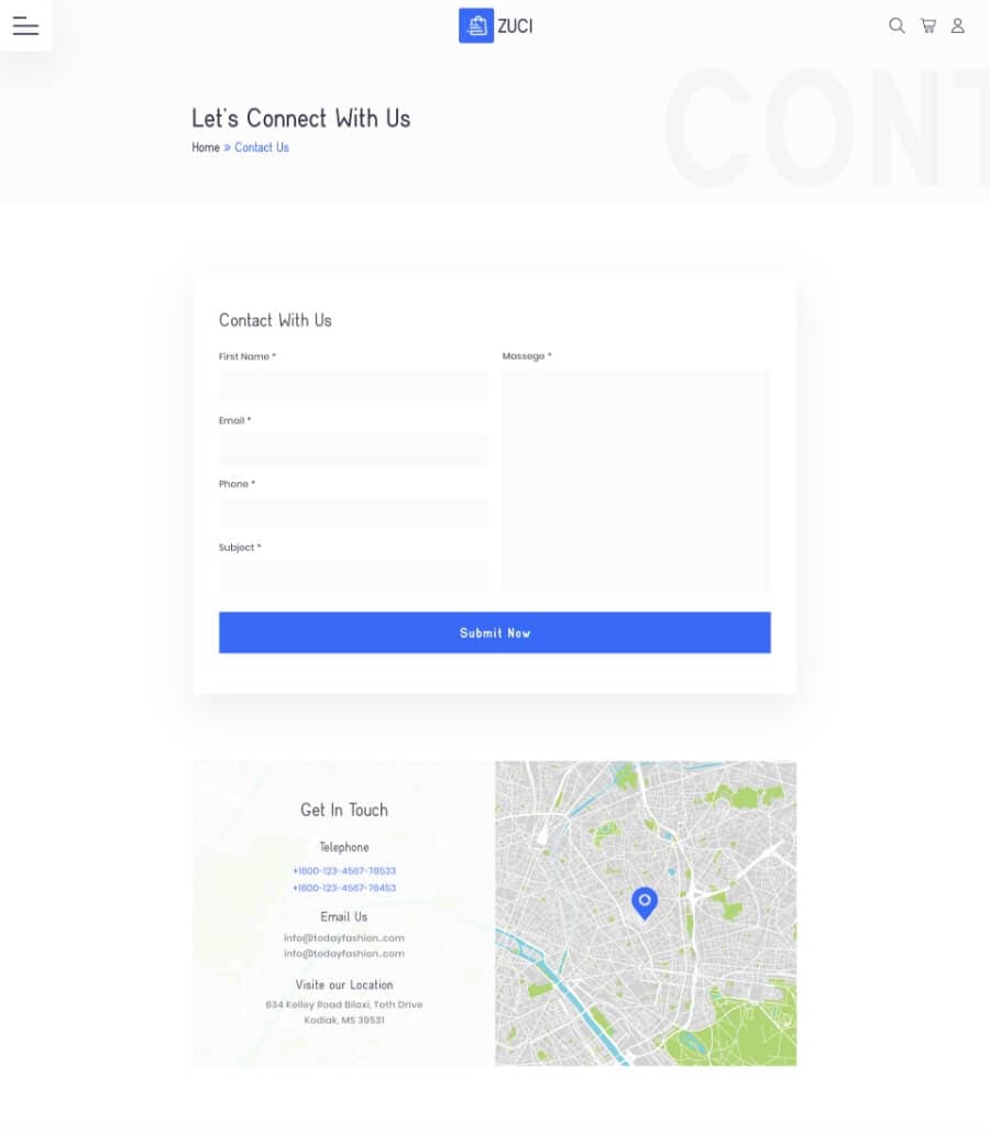 EleCommerce E-commerce Contact Page thumbnail
