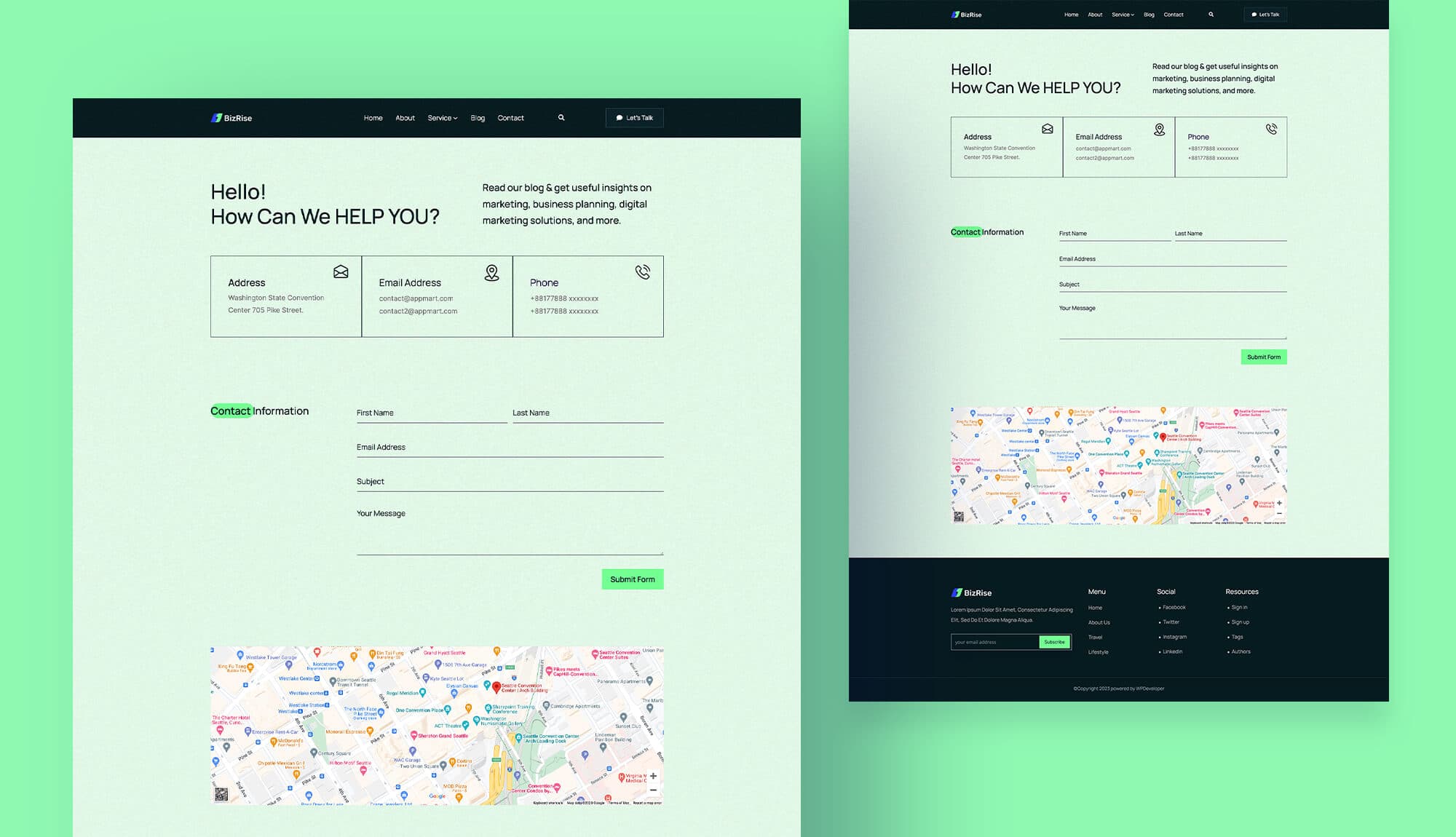 BizRise Contact Page For Gutenberg By Templately