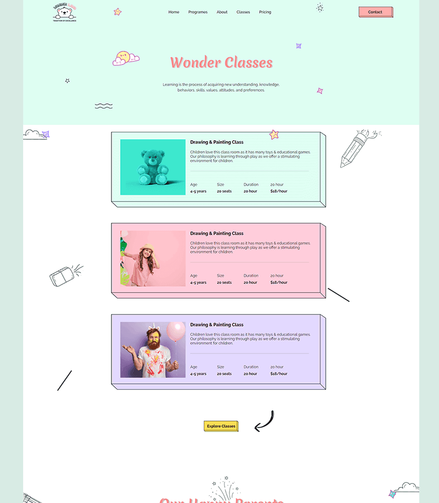 Wonderland Classes Page thumbnail