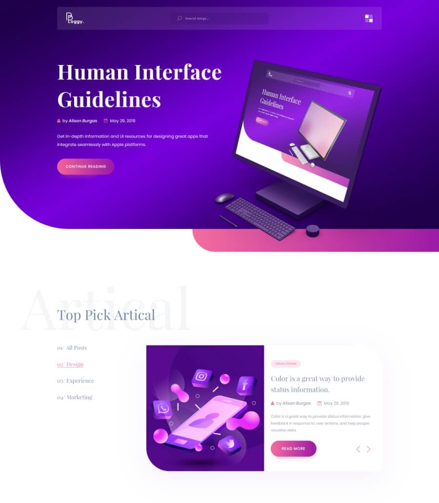 BlogDrip Colorful Blog Template Homepage thumbnail