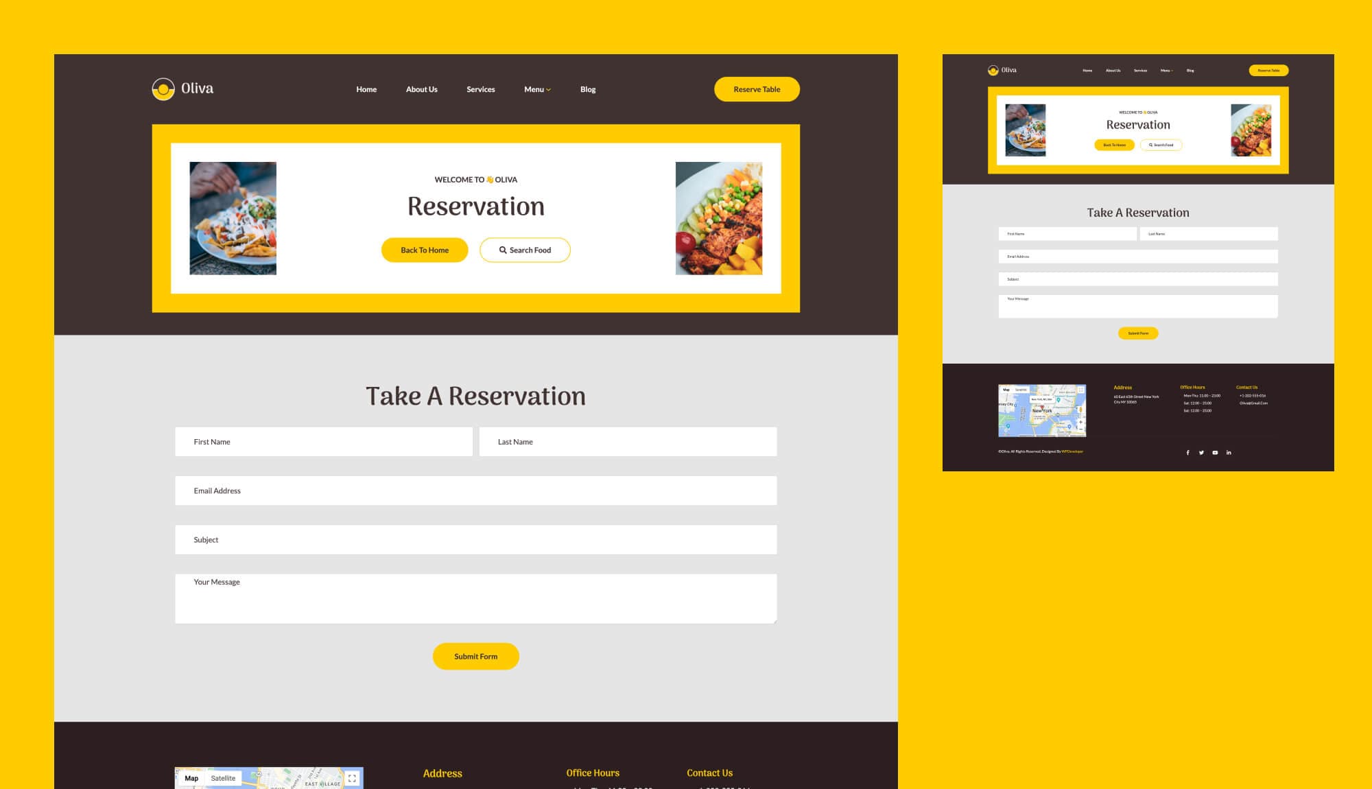 Oliva Reservation Page For Gutenberg Banner