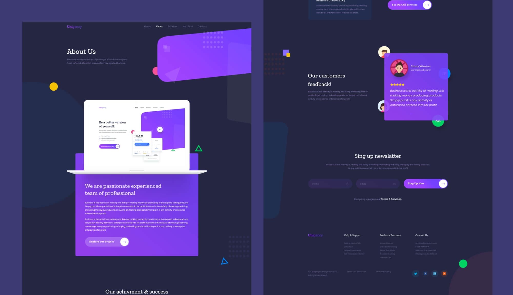 Unigency Agency Template About Dark Banner