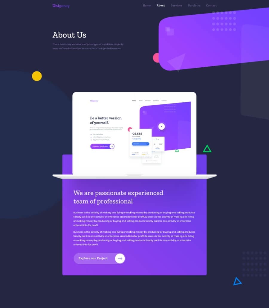Unigency Agency Template About Dark thumbnail