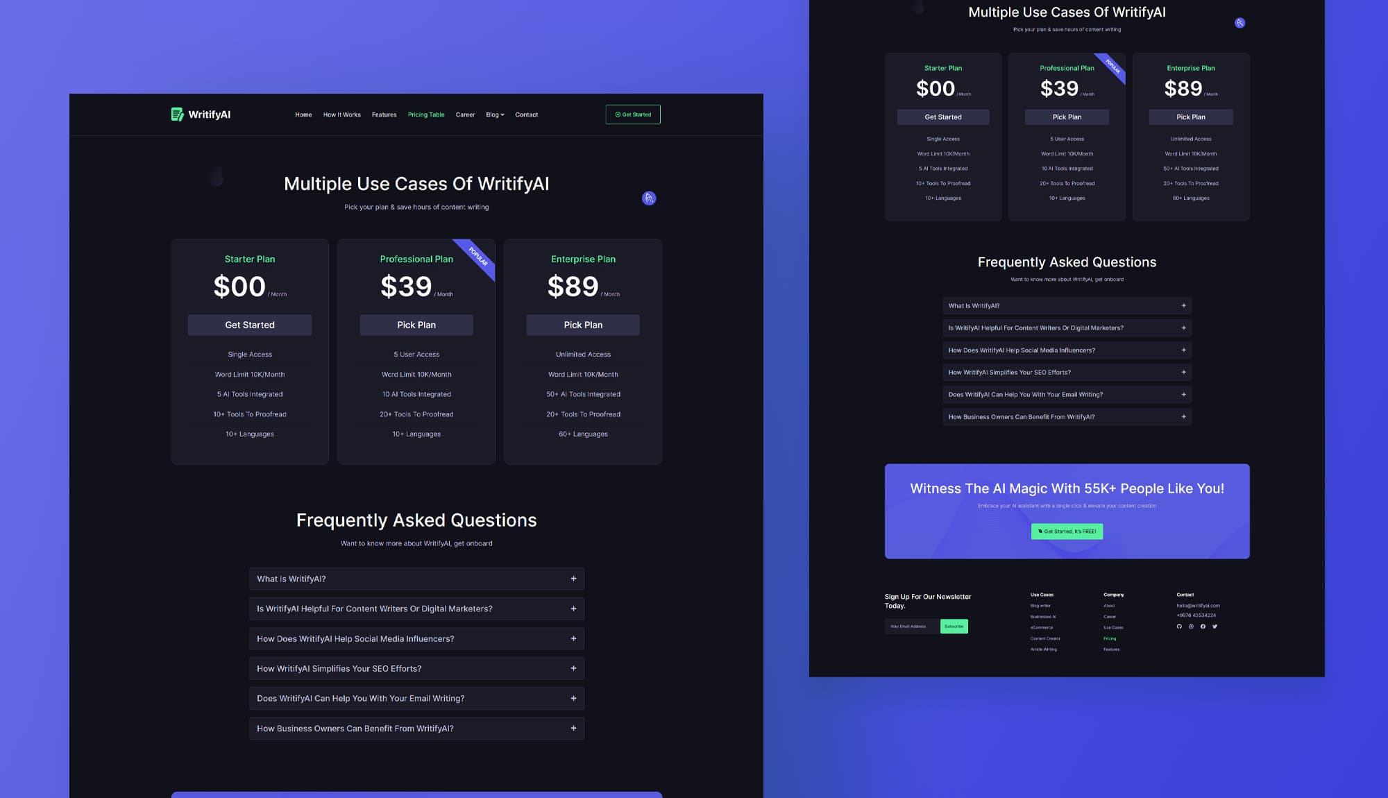 WritifyAi Pricing Page Banner