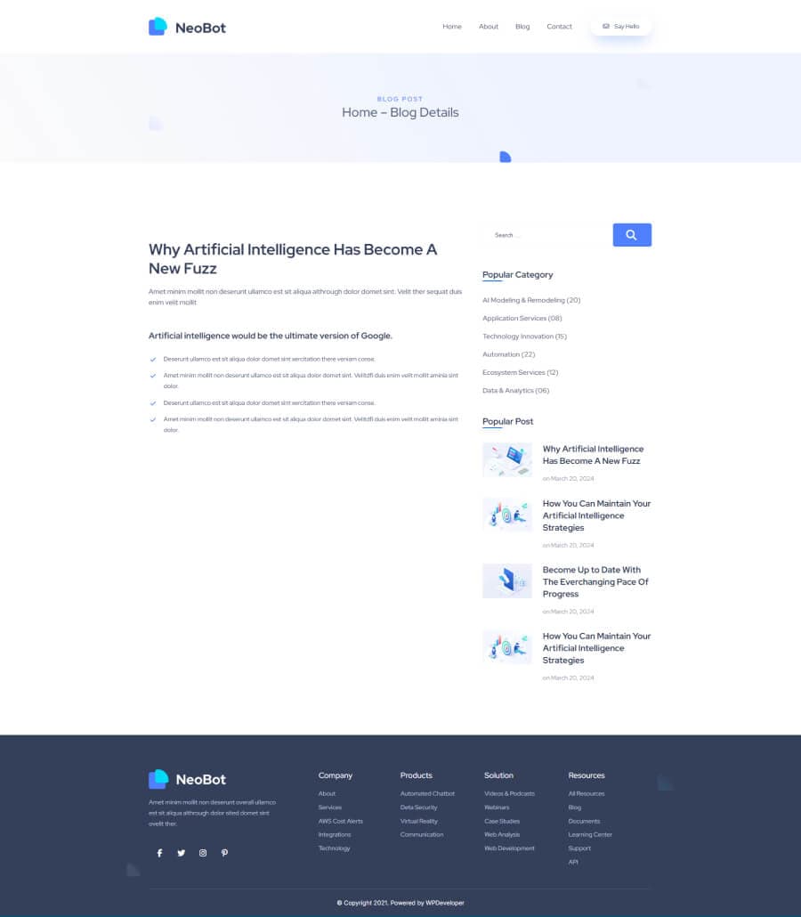 NeoBot Blog Details Page For Gutenberg thumbnail