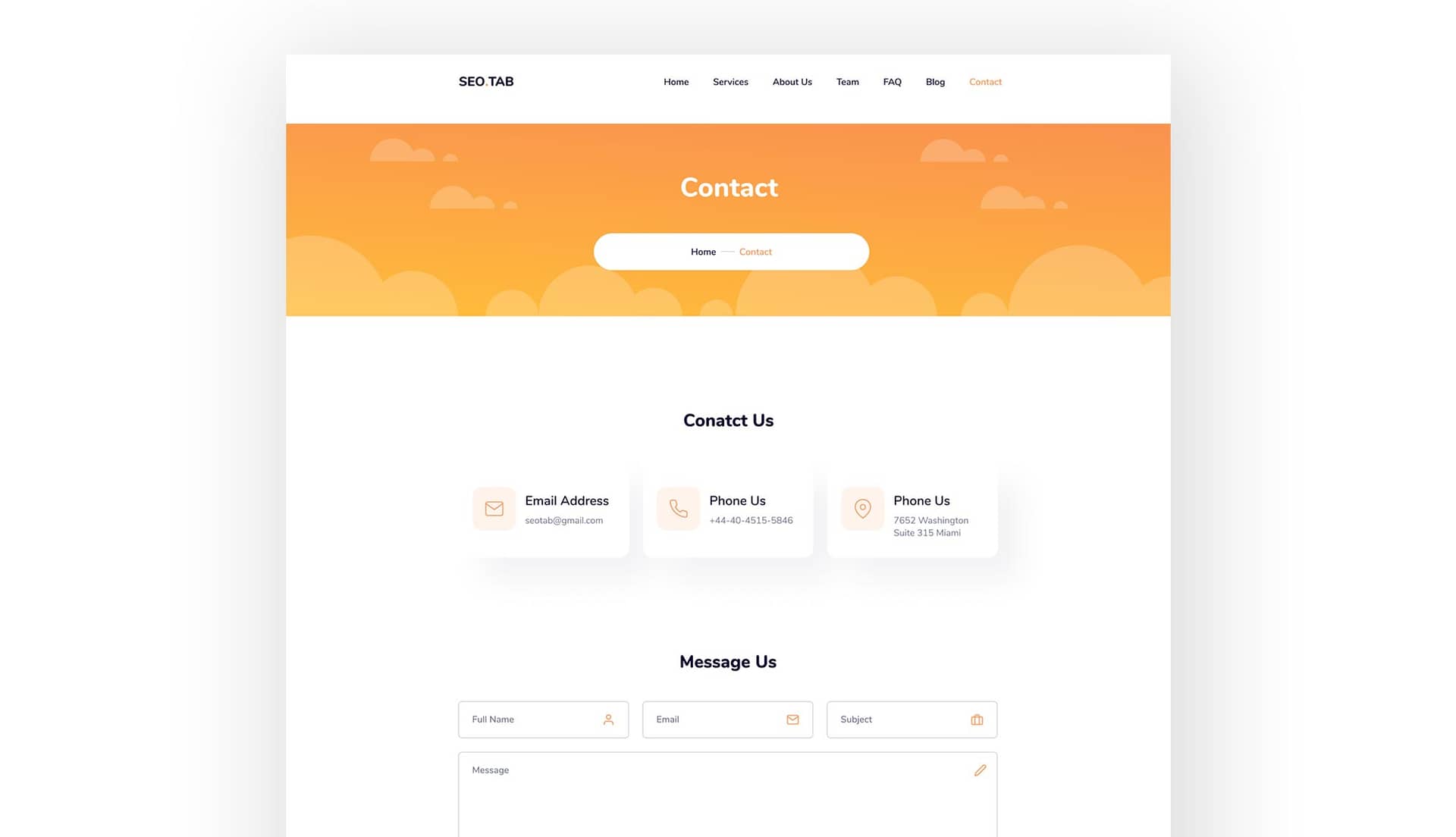 SEO Tab Contact Page By Templately