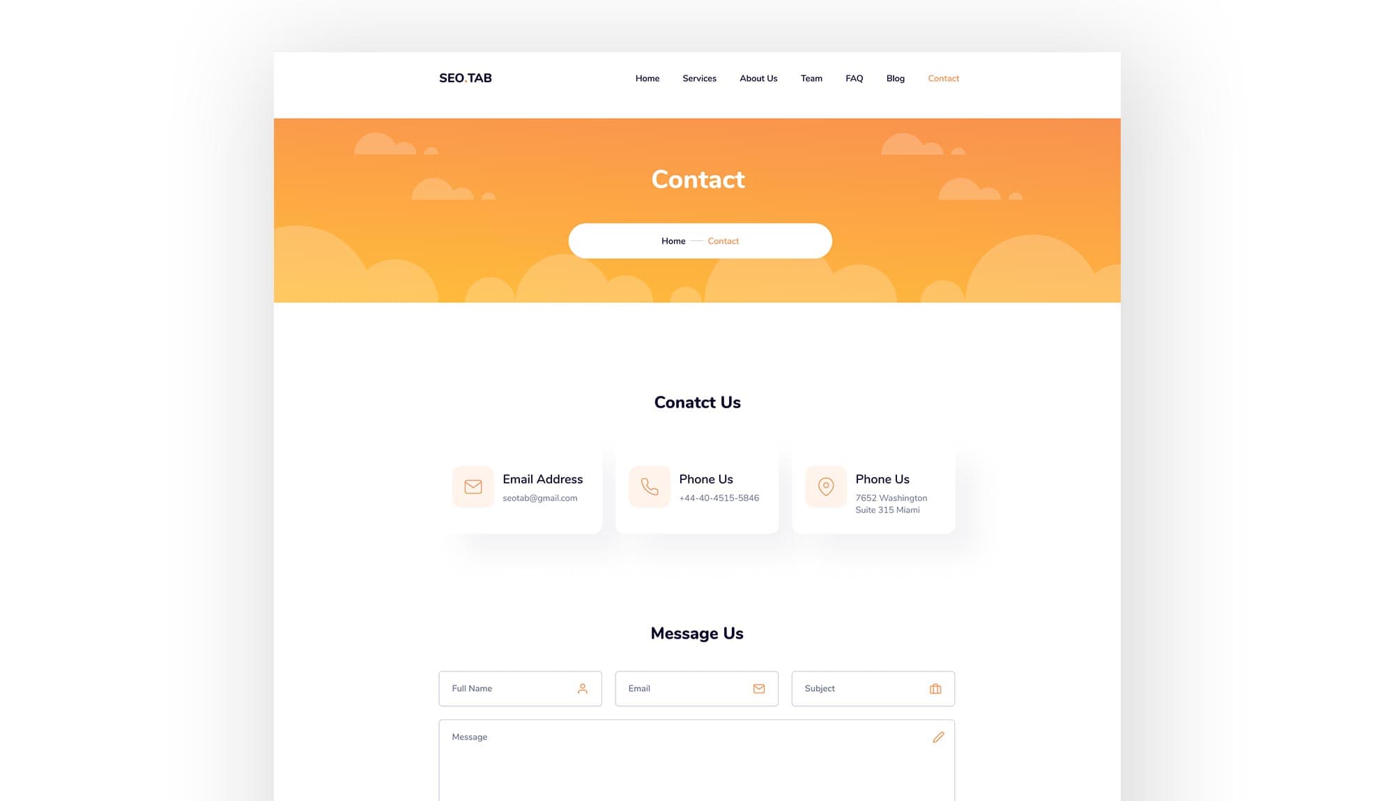 SEO Tab Contact Page Banner