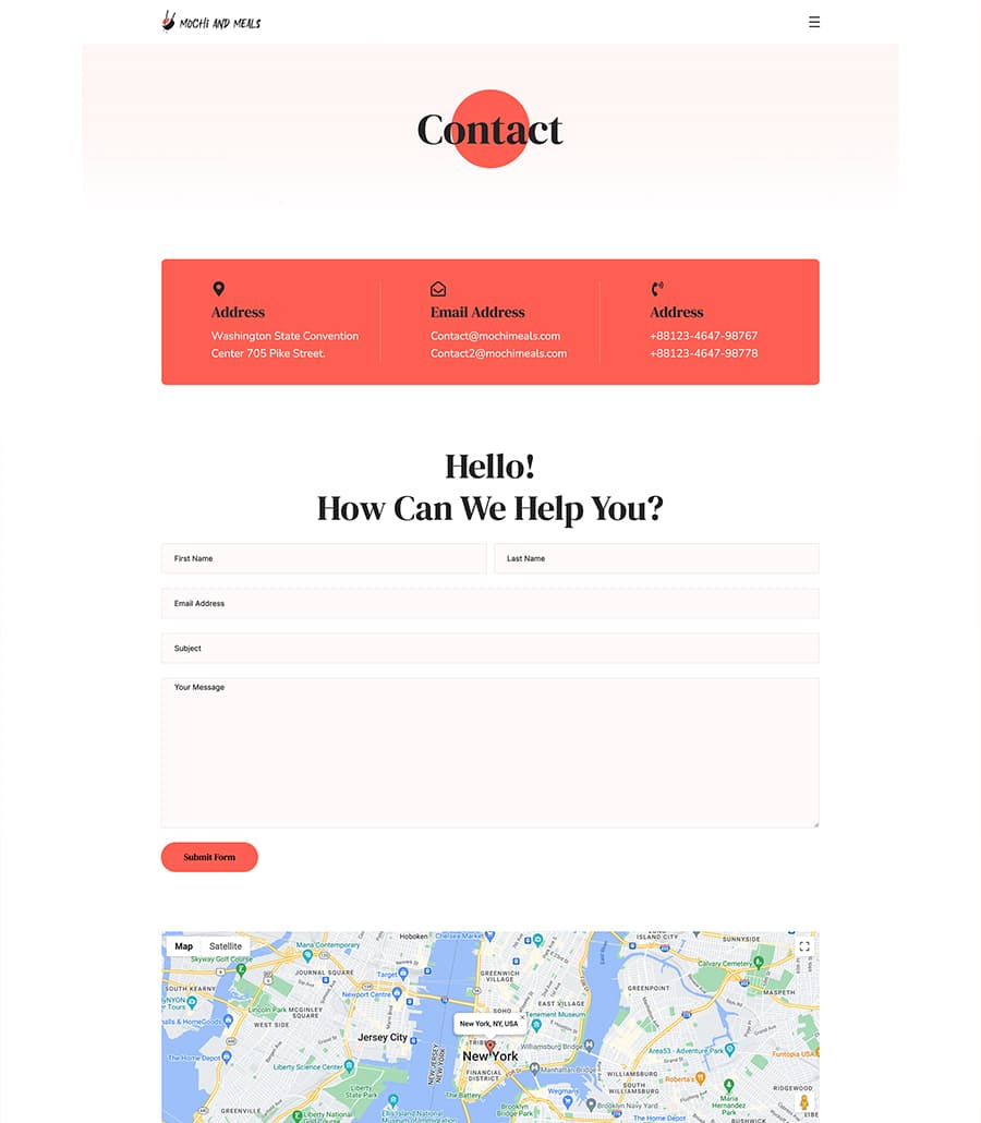 Mochi And Meals Contact Us Page For Gutenberg thumbnail