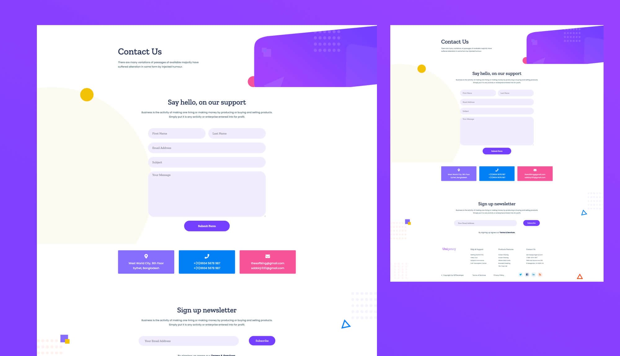 Unigency Contact Page Lite For Gutenberg By Templately