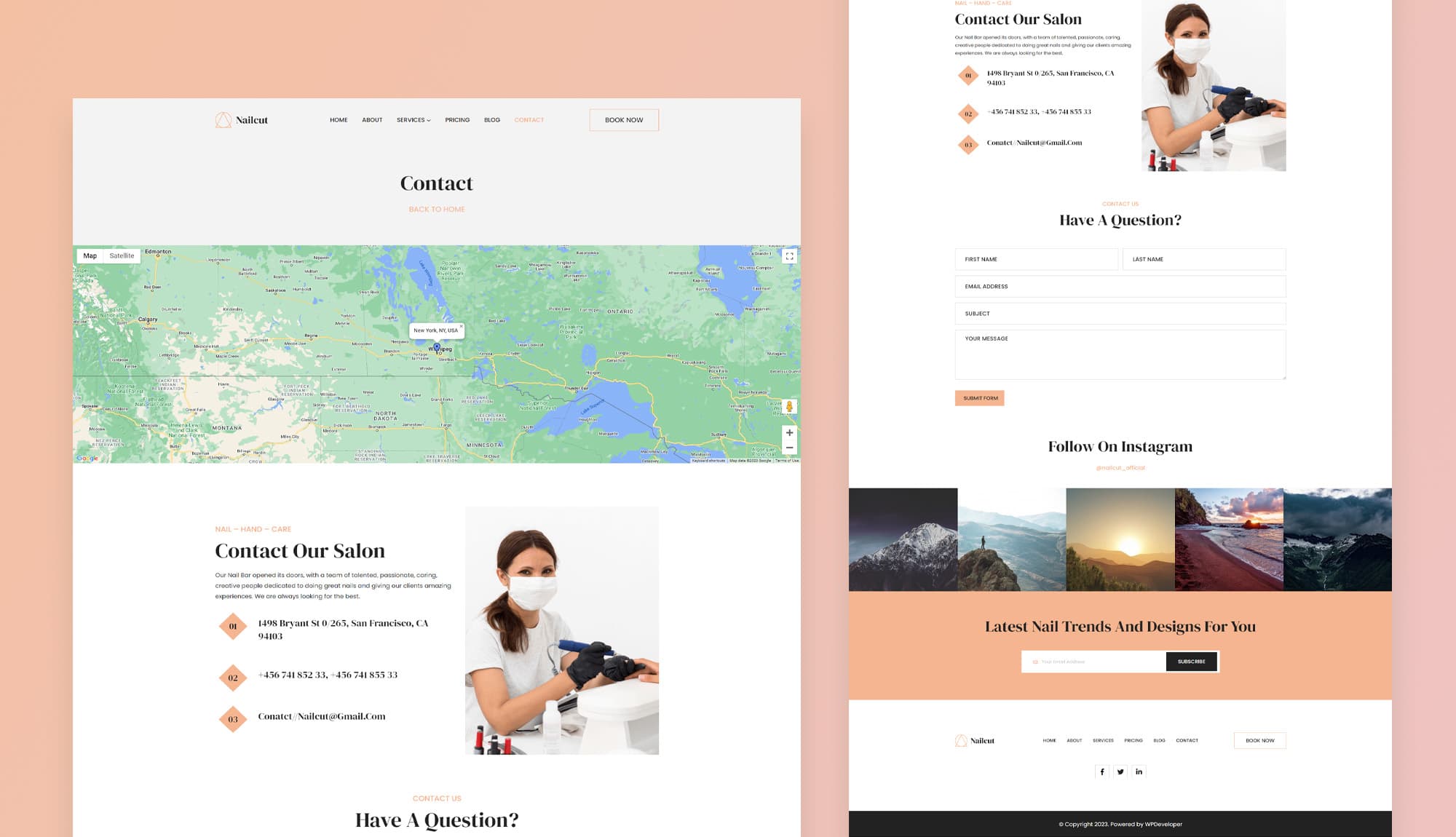 Nail Atelier Contact Page For Gutenberg By Templately