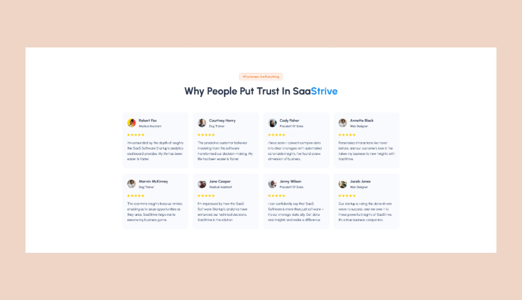 SaaStrive Customer Review Section For Gutenberg Banner