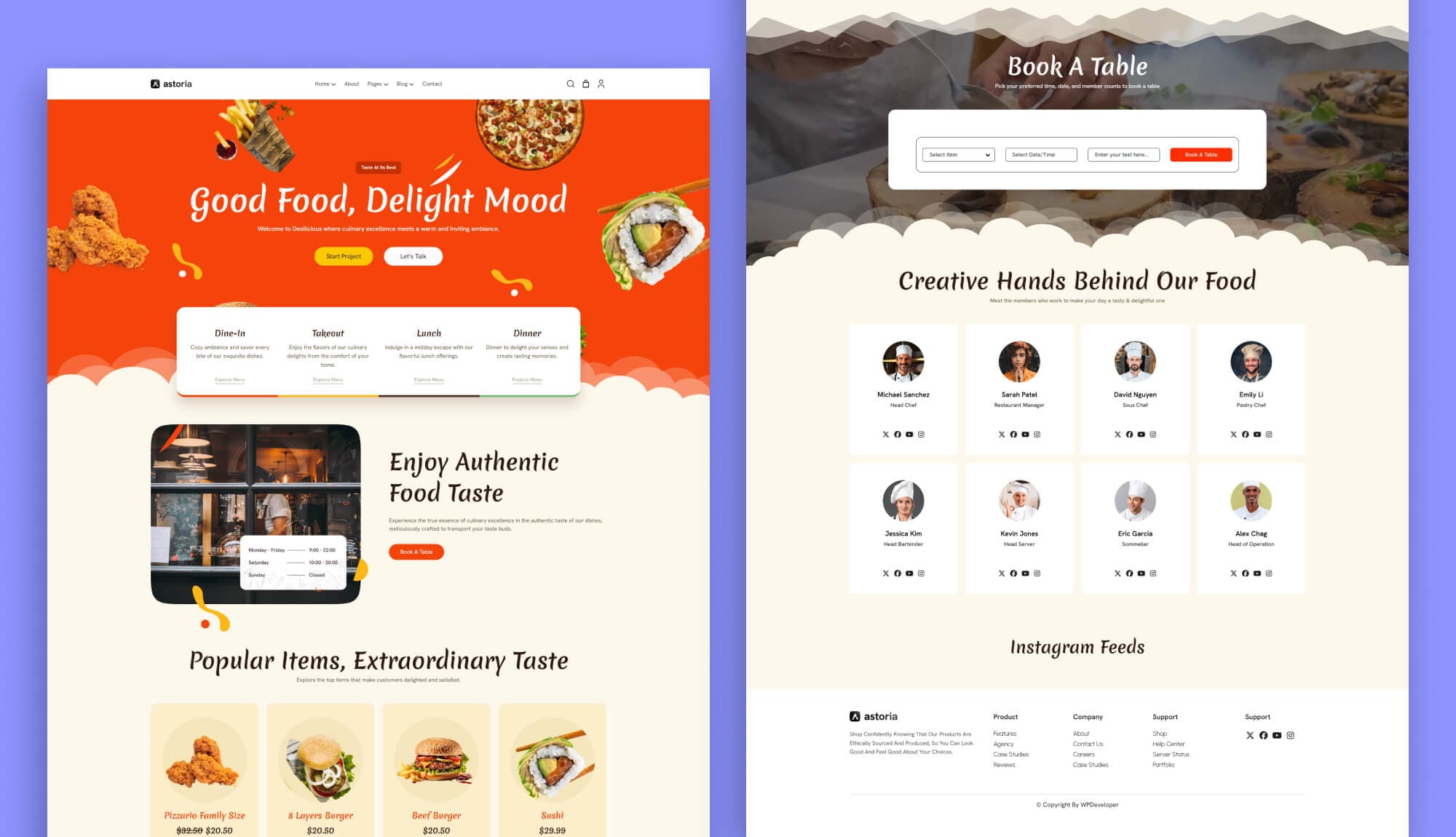 Astoria Restaurant Landing Page for Gutenberg Banner