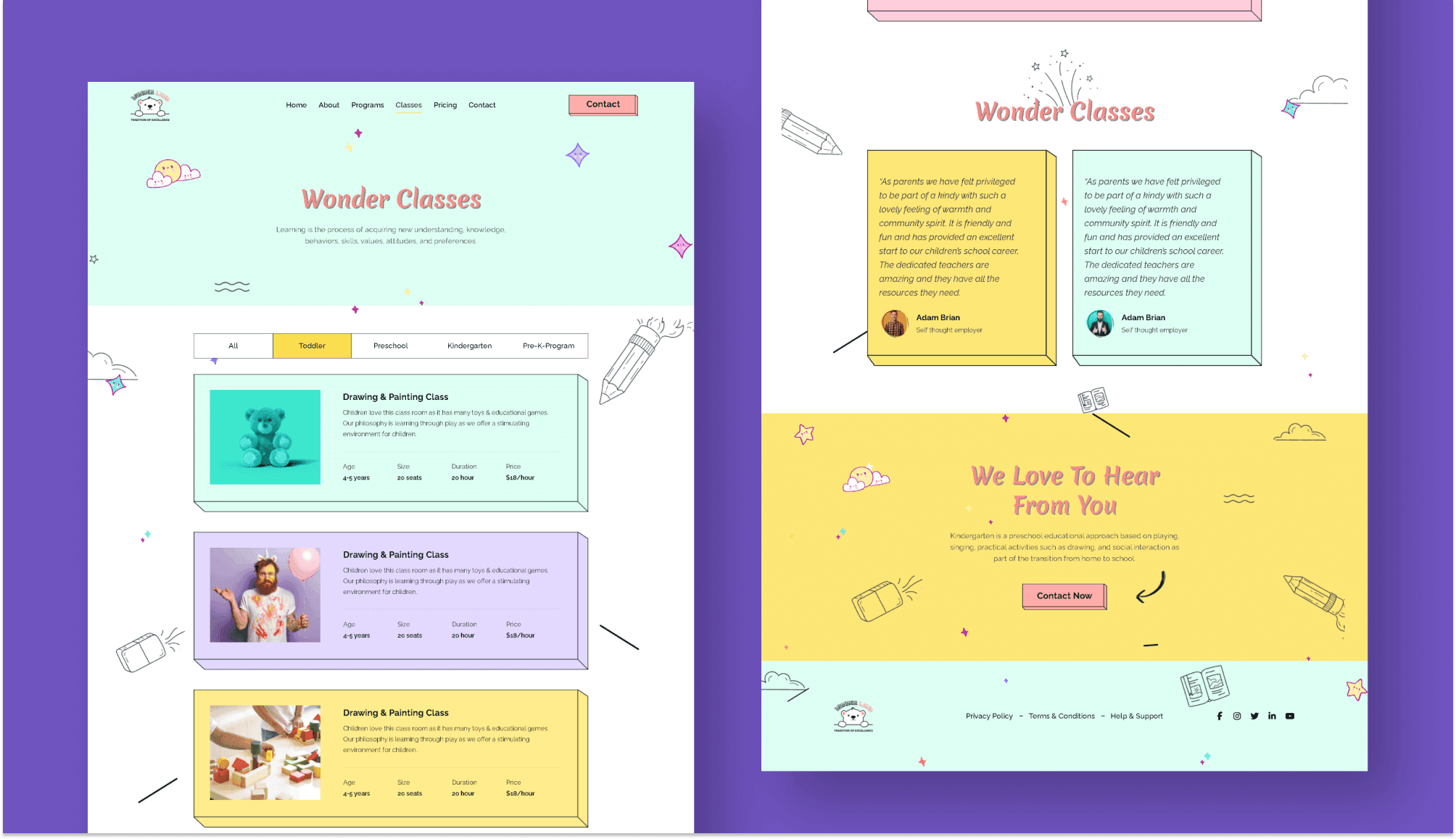 Wonderland Classes Page For Gutenberg Banner