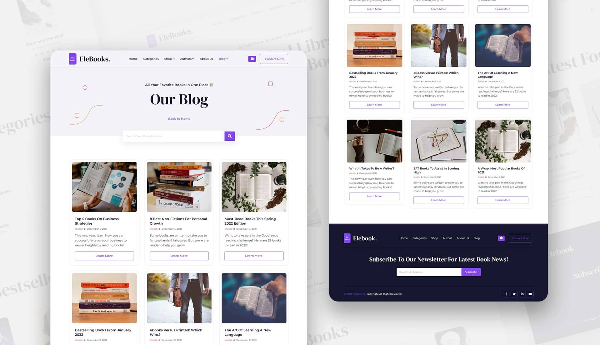 EleBook Blog Page By Templately