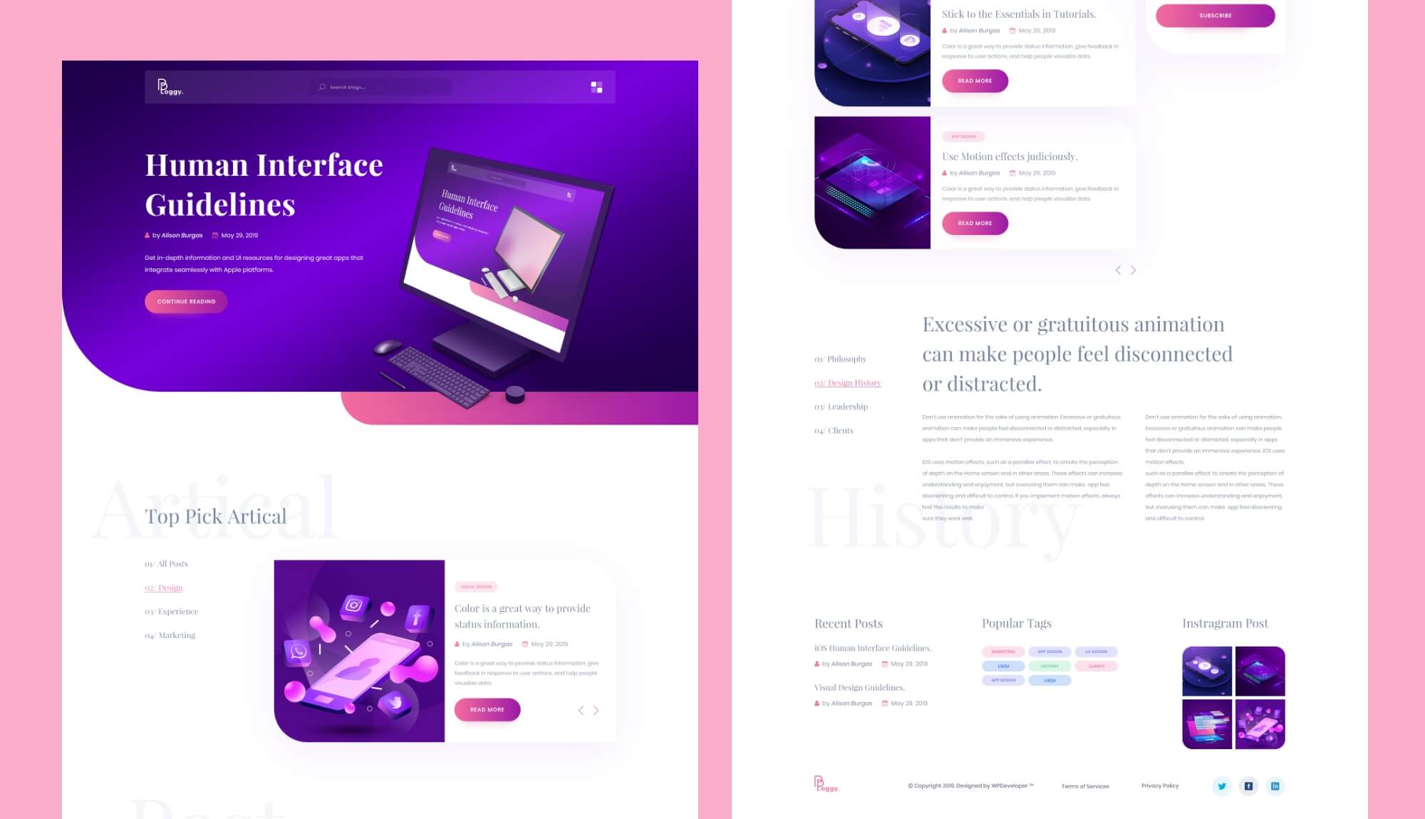 BlogDrip Colorful Blog Template Footer Banner