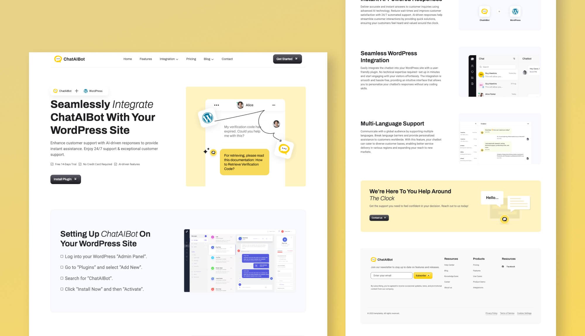 Chataibot Integration Details Page Gutenberg By Templately