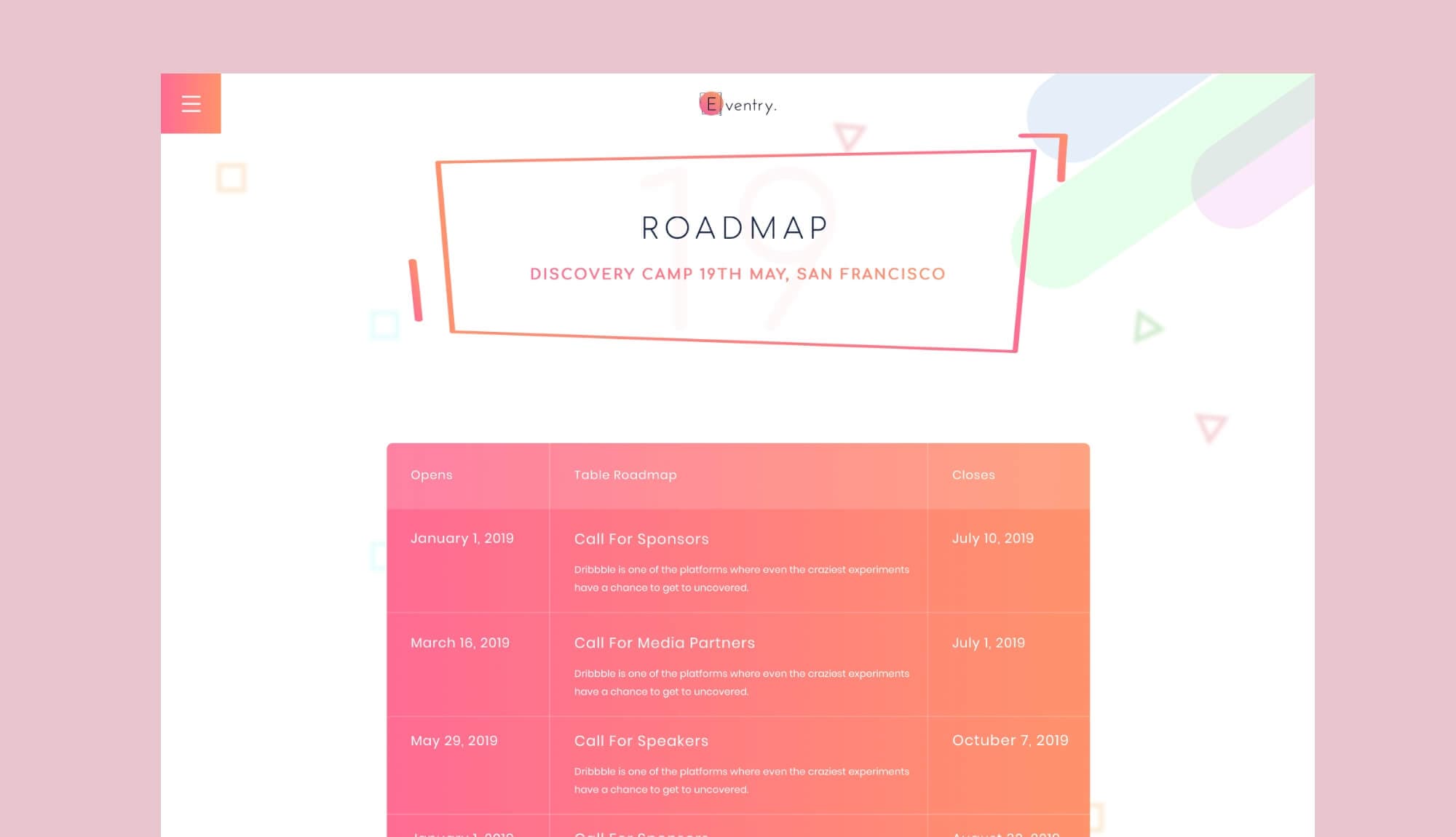 EventGree Event Template Roadmap Lite Banner