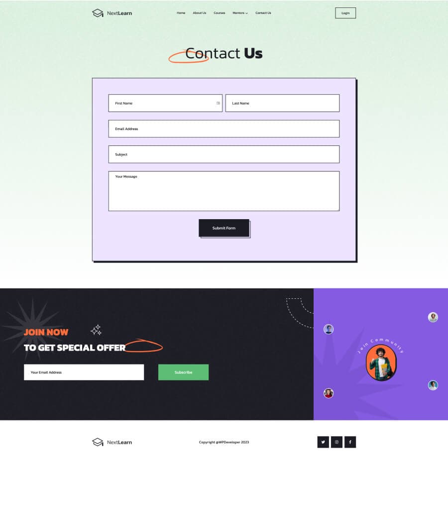NextLearn Contact Page For Gutenberg thumbnail