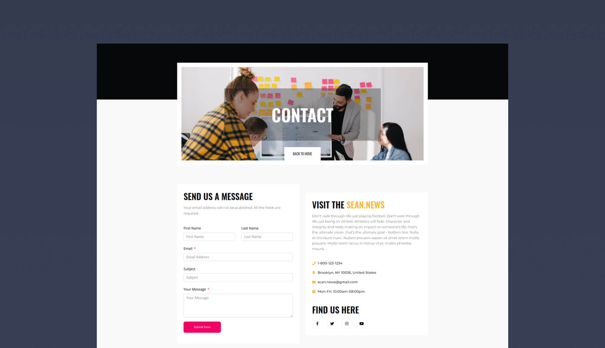 GameInfo Contact Page For Gutenberg By Templately