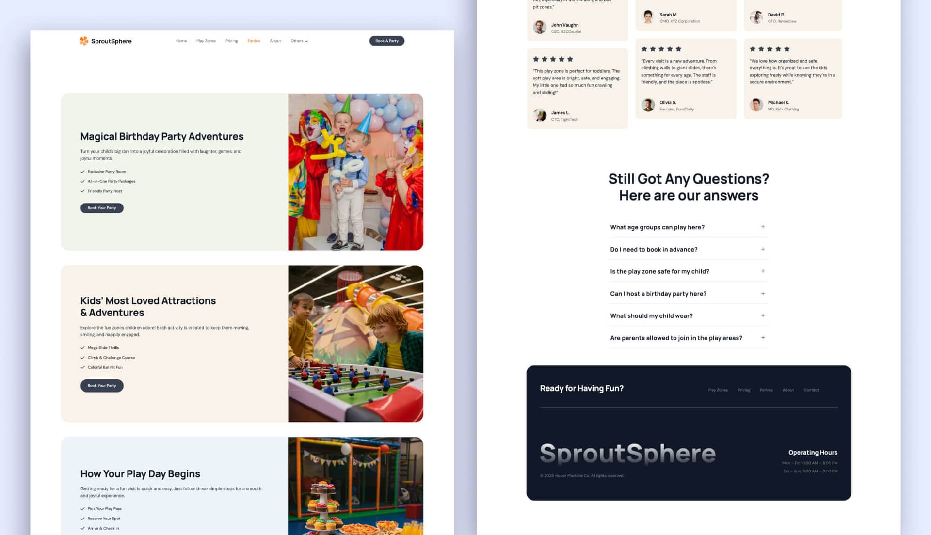 SproutSphere Parties Page For Gutenbeg By Templately