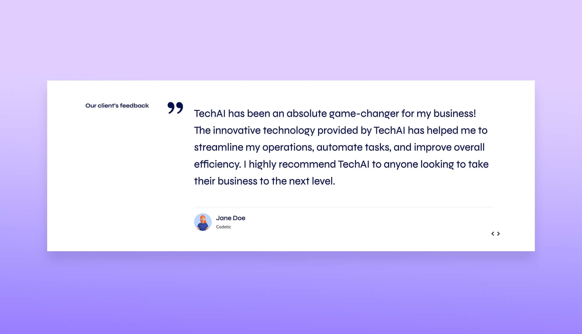 TechAI Testimonial Section For Gutenberg Banner