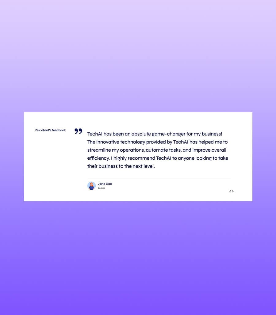 TechAI Testimonial  Section For Gutenberg thumbnail
