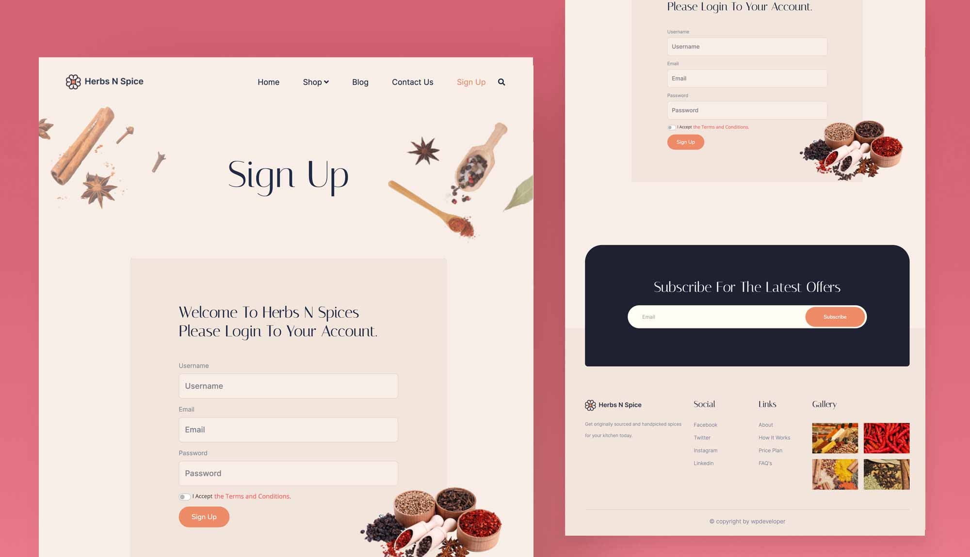 Herbs N Spices Signup Page Banner