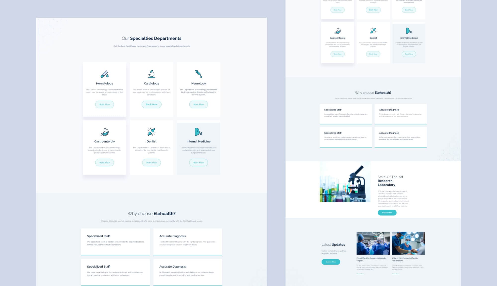 EleHealth Specialties Page for Gutenberg By Templately