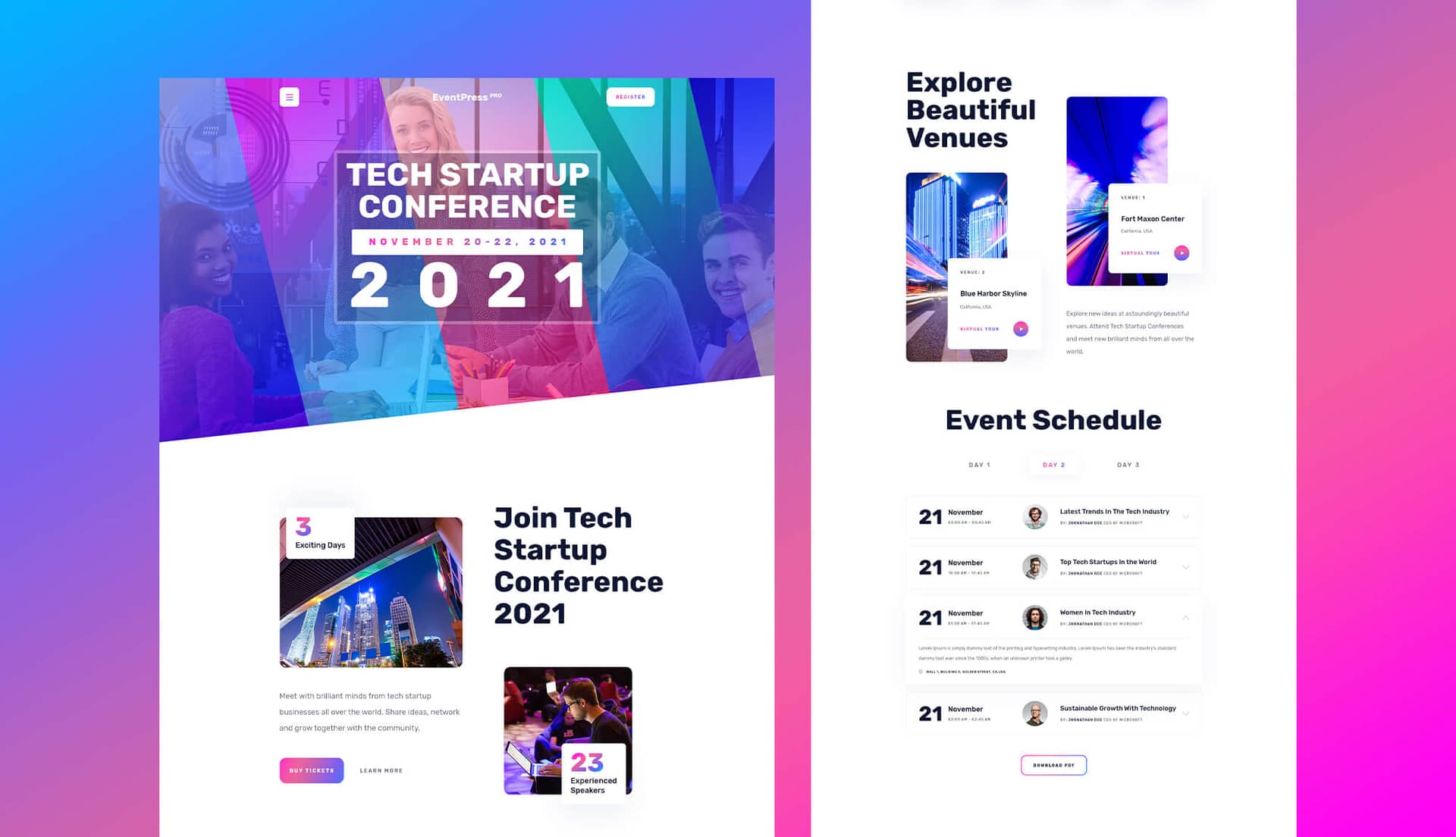 EventPress Pro Home Page By Templately