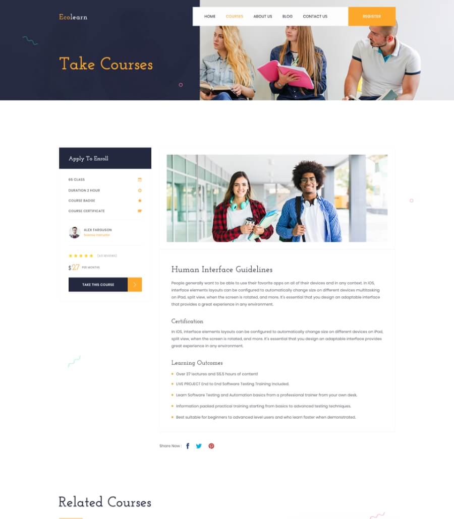 EduBee Education Template Courses Details thumbnail