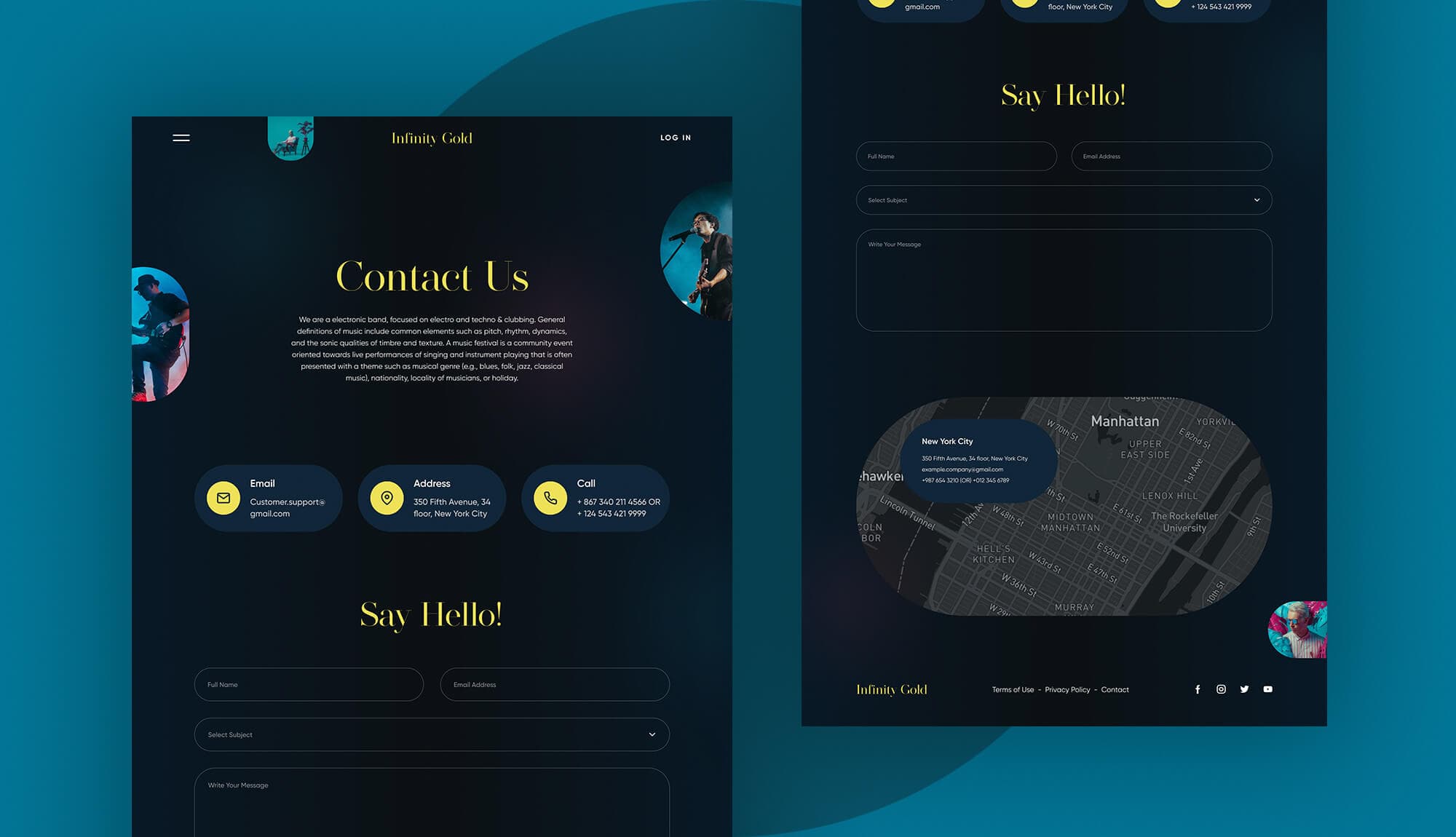 Infinity Gold Contact Page Banner