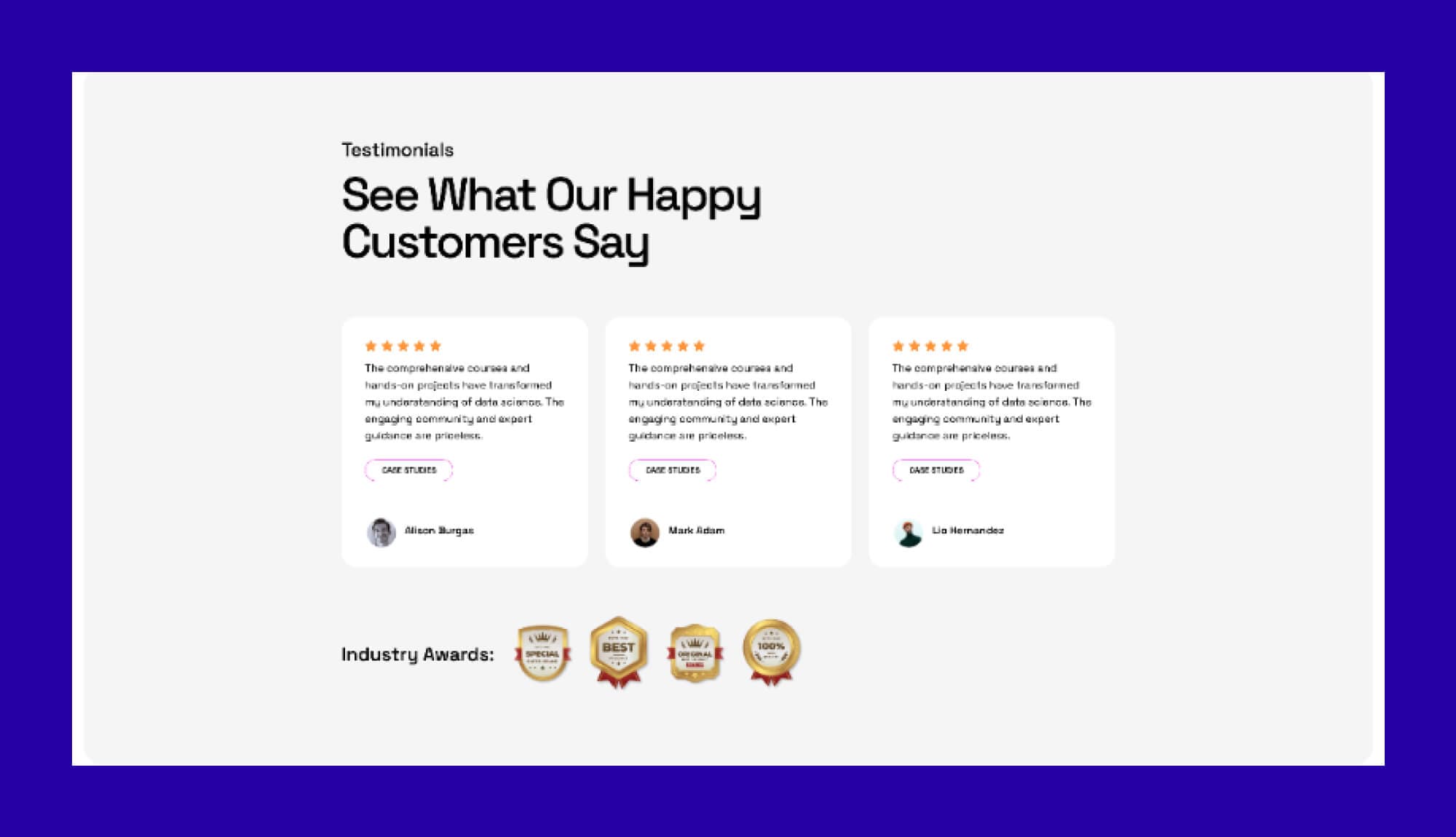 AlgoMind AI Testimonial & Awards Section For Gutenberg Banner