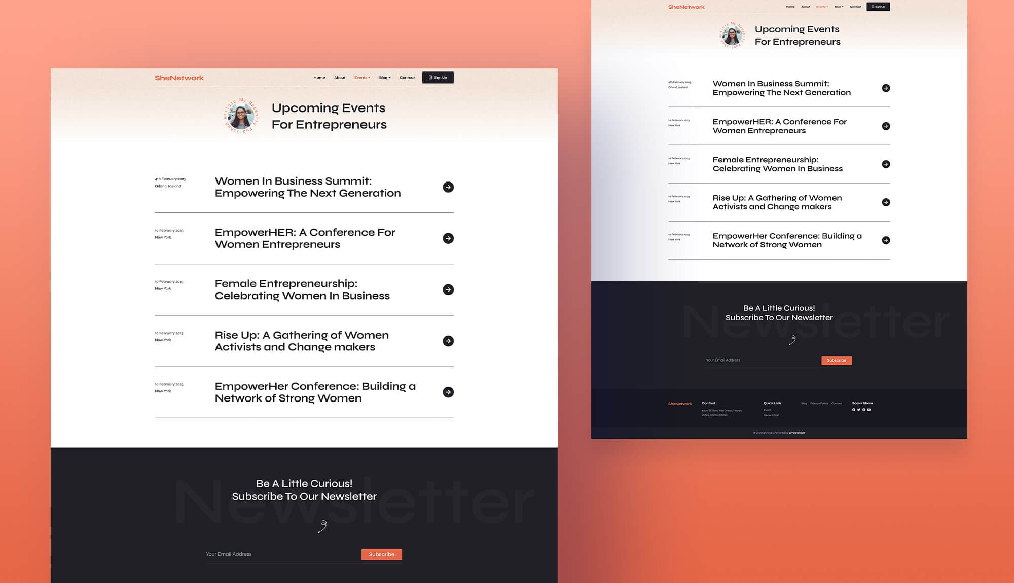 SheNetwork Events Page Banner