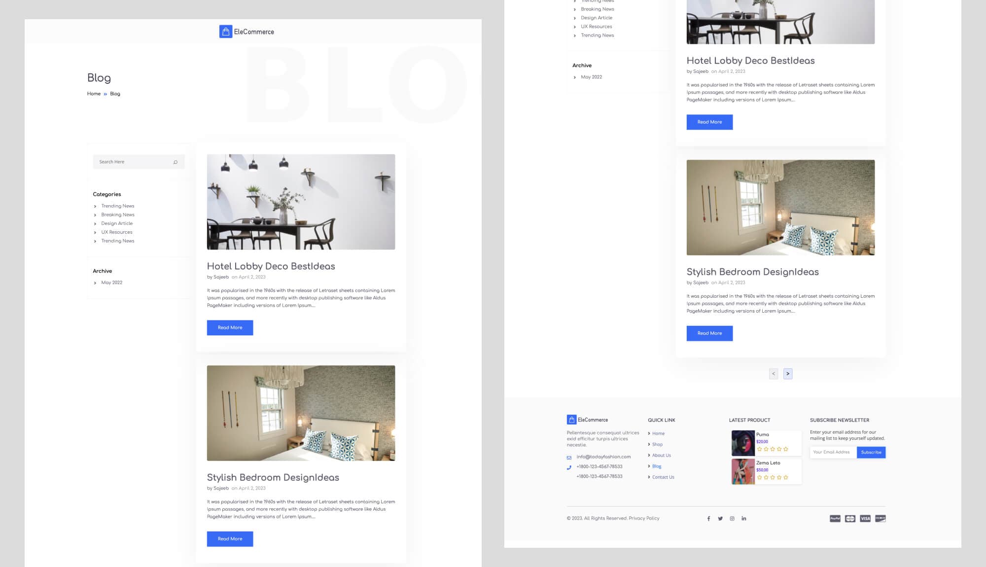 EleCommerce Blog Page For Gutenberg By Templately