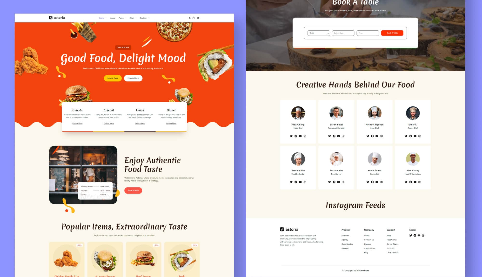 Astoria Restaurant Landing Page Banner