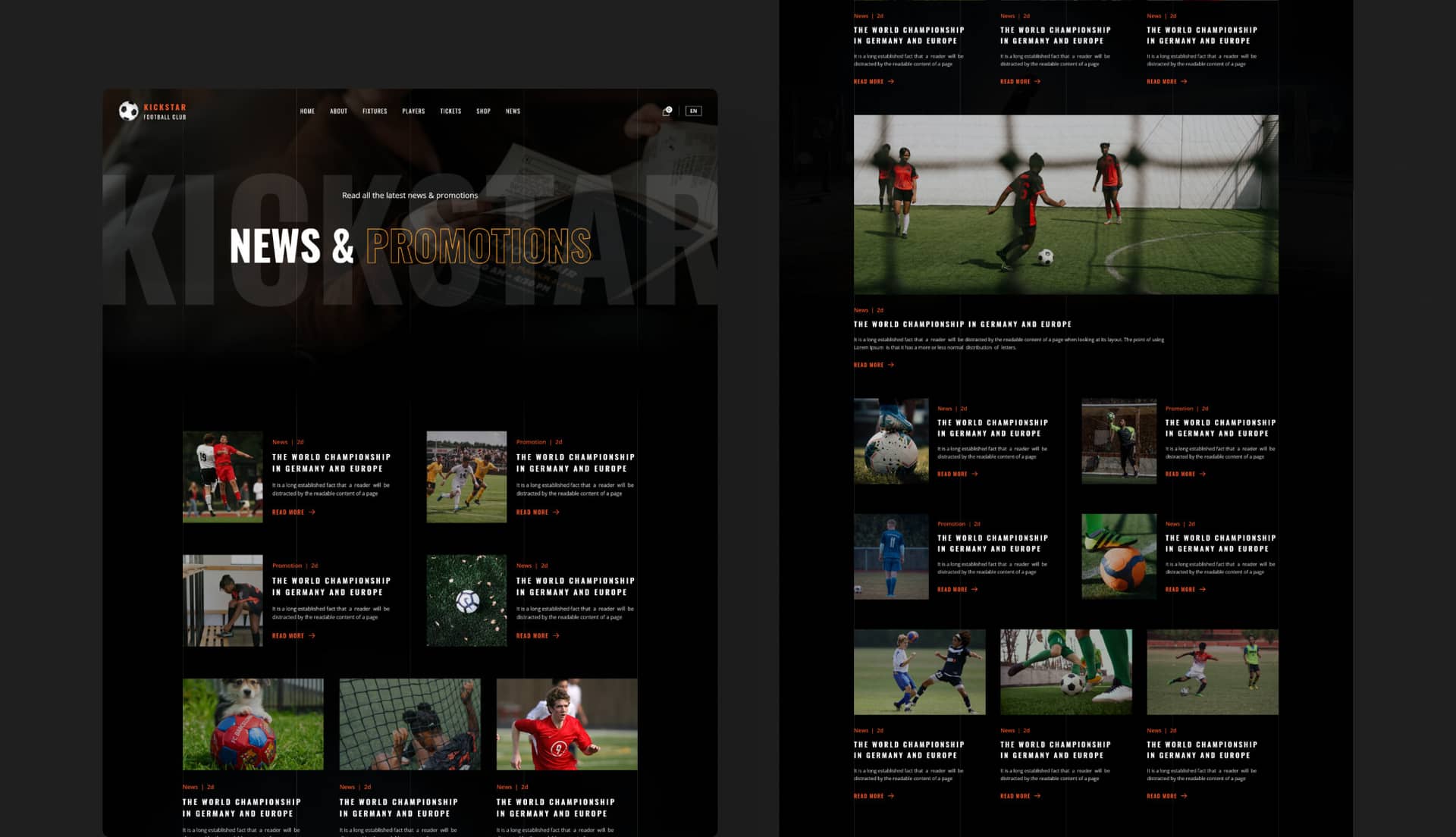 KickStar News Page By Templately