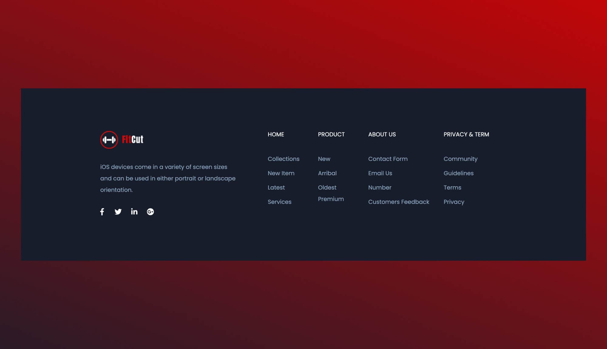 FitCut Footer Section For Gutenberg Banner