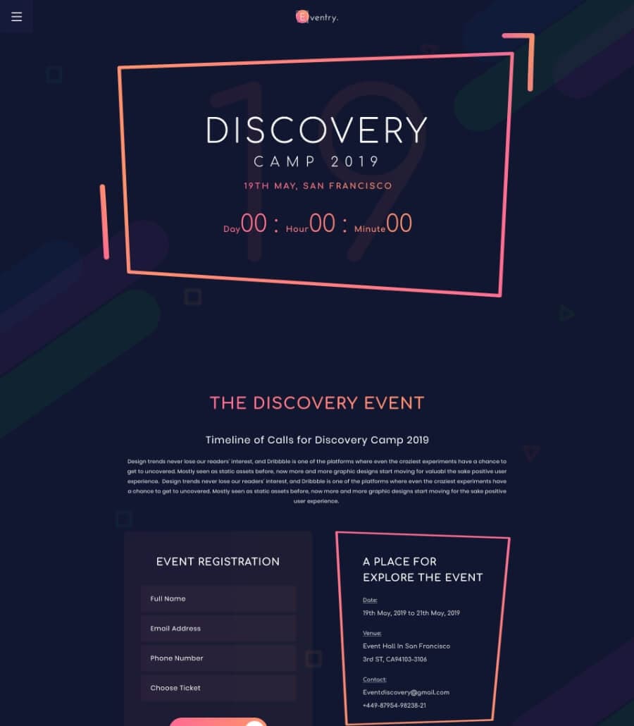EventGree Event Template Homepage thumbnail